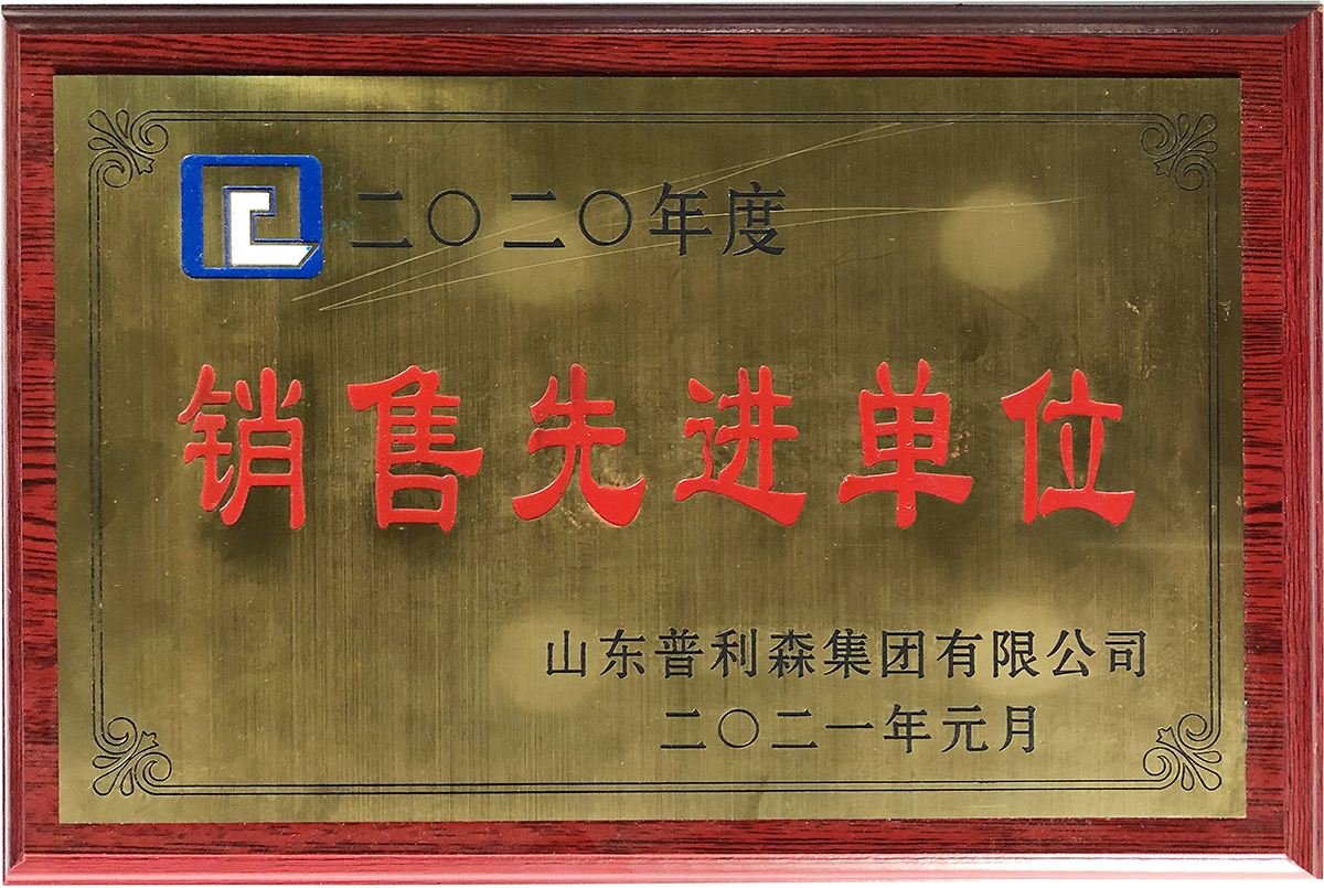 山東普利森集團有限公司2020年度銷售先進單位